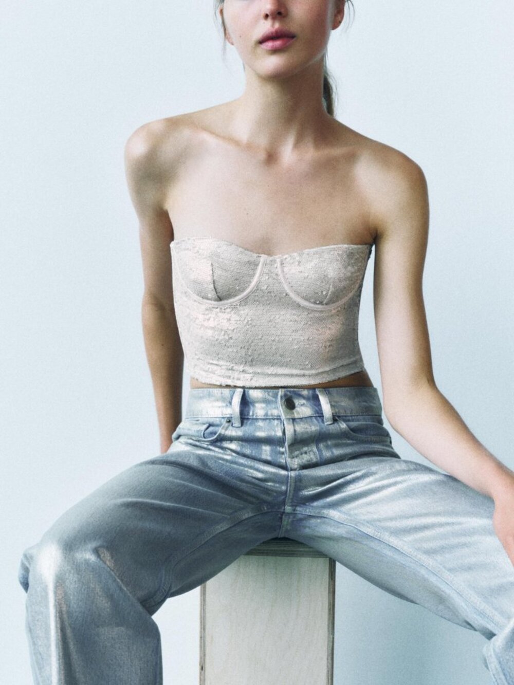 NWT Zara Sequin Bustier Size L